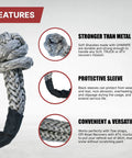 Beefy Soft Shackle Half Inch By 22 Inch 2 Pack 55000 Lb Max Strength Recovery Rope With Sleeves for SUV ATV Truck towing