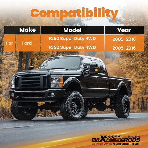 0 To 8 Inch Adjustable Front Forged Track Bar For Ford F 250 F 350 Super Duty 2005 2016 Lifted 4X4 Trucks Durable Rust Resistant Coated Steel With Rubber Bushings For Smooth Steering And Precise Alignment, compatibility chart