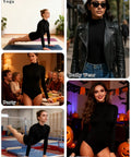 Back Zip Turtleneck Ballet Leotard for Women worn during yoga, party, daily wear, gymnastics, and costume events.