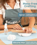 Beginner Pottery Kit With Air Dry Clay 4.4 Lbs And 2Kg Modeling Clay, sculpting tools on silicone mat with apron for adults