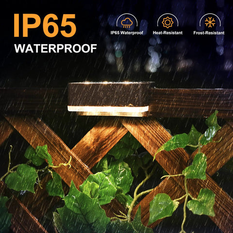 Six LED Solar Fence Lights Outdoor Waterproof Path Lighting for Decks Stairs Porch Balcony Walkways Garden and Yard IP65