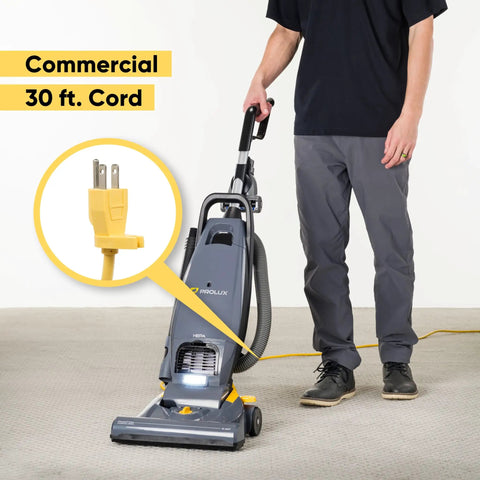 Prolux Phantom Pro Commercial Upright Vacuum With HEPA Filtration And Bagged Design Offering High Suction Power For Deep Cleaning. This Lightweight 12Lb Beast Is Perfect For Business And Professional Use, Featuring Onboard Tools And Easy Handling For