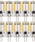 110V-130V G4 LED Bulb 3W Dimmable Warm White 3000K Not 12V Low-Voltage 20W Halogen Equivalent Bi-Pin Base shown in No-Brainer Pack of 10