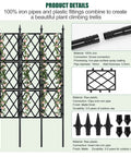 Tall 5.25 Ft Garden Trellis Iron Pipe Metal Plant Support detailed view with climbing ivy, fittings, and connectors.