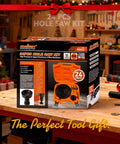 HORUSDY 24-piece hole saw kit box with orange storage case and assorted blades.