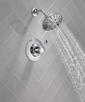 Esato 14 Series Single Handle Chrome Shower Faucet Kit With 5 Spray H2Okinetic PowerDrench Shower Head Chrome Trim Valve Included