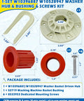 Washer Basket Driven Hub All In One Replacement Kit With Vibration Reducing Bushing And Mounting Screws Easy Install Durable Parts Replaces AP5665171 PS6012095 W10396887 W10528947 Fits Whirlpool Maytag Kenmore, kit components