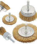 5 Piece Drill Wire Brush Set With One Quarter Inch Hex Shank Rust Removal Wheels Cups And End Brush For Clean And Prep Projects Pro Grade Home DIY Tool Kit Accessory Durable And Versatile Drill Attachments