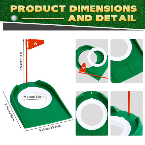 Product dimensions of 9 Pack Golf Putting Cups With Flags Indoor Outdoor Practice Set For Home Office Backyard Garage Training Aids Easy To Install On Carpet Perfect For Men Women Red.