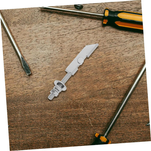 Heavy Duty Metal Toggle Bolt And Nut Set 12 Pack M8x72mm For Drywall And Hollow Walls Shelf Anchors with tools on wood surface.