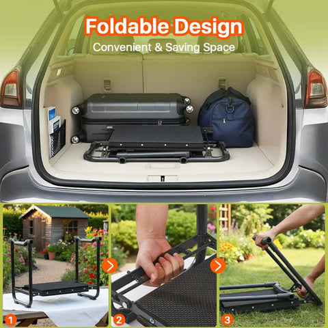 Heavy Duty Garden Kneeler And Seat With Extra Wide 10.2 Inch Kneeling Pad And 1.6 Inch Foam Cushion, foldable in car trunk