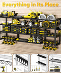 Massive 64 Inch Power Tool Organizer Wall Mount With 1000 Lbs Load Capacity, Heavy Duty 4 Tier Garage Storage Rack With 8 Drill Holders