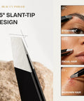 Professional Precision Slant Tweezers For Women And Men Eyebrow Shaping Tool With 25 Degree Slant Tips close-up on eyebrow, facial, ingrown hair use.
