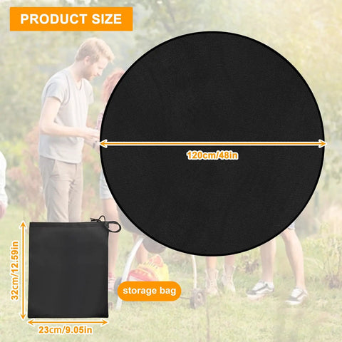 38-Inch Fire Pit Mat For Bonfires And Grills, Round Fireproof And Oil-Proof Deck Protector with storage bag, product size shown