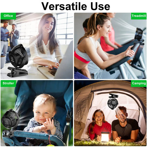 Clip On Fan With 8000mAh USB C Rechargeable Battery, Low Noise Desk Fan With Battery Level Indicator, 720 Degree Rotation
