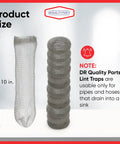 DR Quality Parts washer lint traps; stainless steel hose filter and mesh drain catcher, 29×6.5 cm, 12-pack