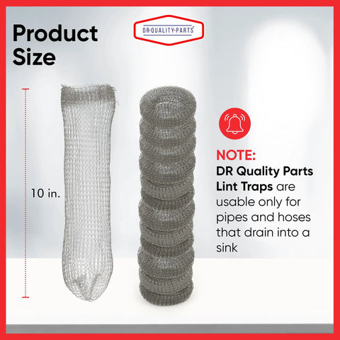 Heavy Duty Stainless Steel Washer Lint Trap Filter Mesh Drain Catcher With Nylon Cable Ties No Rust Lint Snare 10 Inch Size