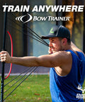 Man using Adjustable Archery Training Tool With 10 To 32 Inch Draw Length And 1 To 100 Lb Draw Weight for practice outdoors