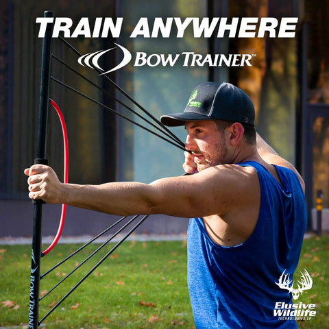 Man using Adjustable Archery Training Tool With 10 To 32 Inch Draw Length And 1 To 100 Lb Draw Weight for practice outdoors