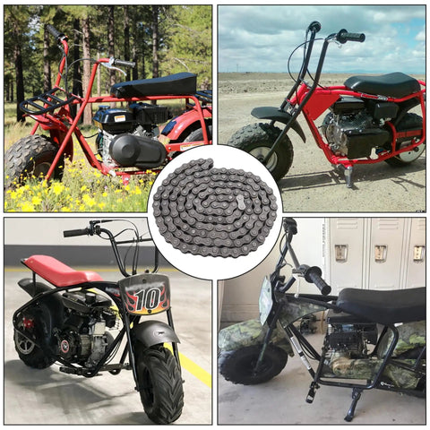 Heavy Duty Alloy Steel Chain Kit With 140 Links Adjustable Tensioner And Chain Breaker For Coleman CT100U CC100X Baja DB30 Motovox MBX10 MBX11 Mega Moto MM B80 MM B105 Predator 79Cc 212Cc shown with mini bikes