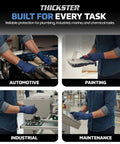 Person using Thickster Powder Free Exam Grade Latex Gloves 14 Mil Heavy Duty Disposable Extra Large Size 50 Count for various tasks