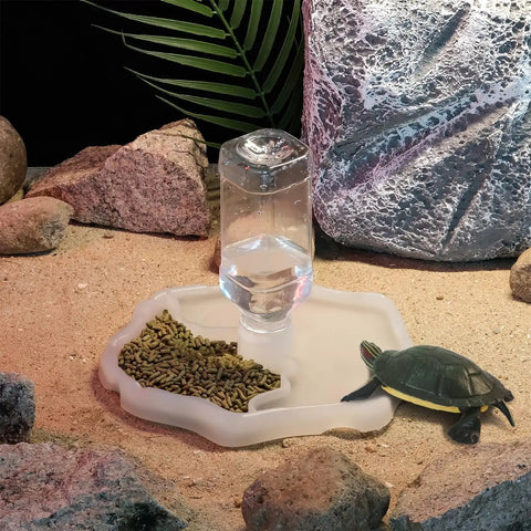 Two In One Reptile Water Bowl And Food Dish With Auto Fill Bottle Keeps Your Cage Clean And Critters Happy No Refill Hustle Ideal For Turtles Lizards Geckos