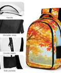Fall Drifting Maple Leaf Print Backpack For Unisex Use Large Capacity Daypack with zippers and breathable straps, side pockets