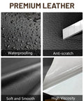 Black premium leather material showing waterproof and soft texture for Heavy Duty Self Adhesive Leather Repair Tape Kit For Beat Up Furniture Sofa And Car Seats Quick Waterproof Vinyl Patch Fix That Gonna Restore Your Gear Without Draining Your Sweet Cash.