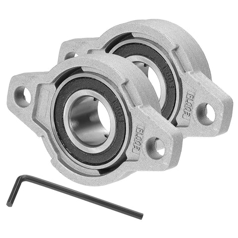 Heavy Duty Pillow Block Bearing Industrial Grade 21/32 Inch Bore 17mm Zinc Alloy Steel Flange Mount Self Aligning Insert Bearing Housing Pack Of 2 KFL003 For Conveyors Machinery And Power Transmission, view with included hex key.