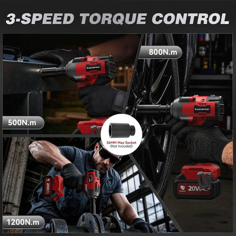 Heavy Duty Cordless Impact Wrench With Beefy Torque And No Sweat Operation 1350 Nm High Output Battery Powered Half Inch Drive Impact Gun in use.
