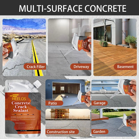 Six Pack Self Leveling Concrete Crack Filler And Sealant In Grey High Elasticity Waterproof Cement Repair for driveway, patio, and garden.