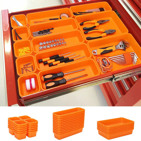 42 Pack Tool Box Organizer With Interlocking Tool Tray Dividers For Drawer Storage In Rolling Tool Chest Cart Or Workbench Orange