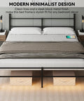King Size Metal Platform Bed Frame With Led Headboard And Built In Charging Station Sets Off Cool Vibes With Music Sync Lights Heavy Duty Steel Slats Support No Box Spring Needed Quick And Easy Setup Black, featuring organized under bed storage.