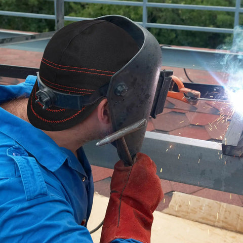 Welder using 2 Pack Flame Resistant Welding Caps For Men And Women, Reversible Cotton Soft Short Crown Welders Hats With Elastic