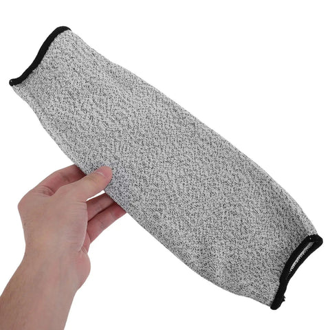 Heavy Duty Cut Resistant Arm Sleeves With Scratch Proof Armor For Gardening And Butchery Tasks Bite Resistant Guards being held in hand.
