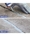 Concrete Crack Filler For Outdoors Waterproof Sealant, self leveling repair patch applied to cracked concrete surface, before and after.