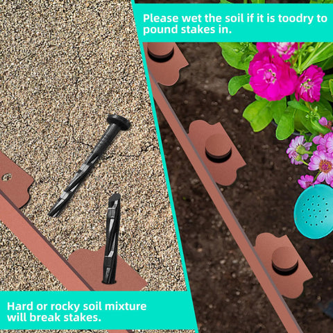 Durable Flexible 4 Inch Landscape Edging Coil Kit With 30 Spikes For Lawn Borders And Flower Beds 33 Feet Brown Plastic Edging