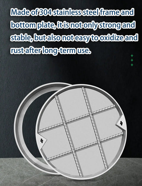 Heavy Duty Removable Recessed Manhole Cover 60 Centimeter Flat Well Cover for outdoor drainage, stainless steel material.