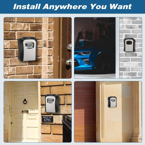 Weatherproof Wall Mounted Key Safe Box With 5 Key Capacity And Resettable 10,000-Combination Lock For Indoor And Outdoor Use, Built Tough Key Storage For Home, Vacation Home, Garage And Emergency Access