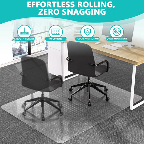 Heavy Duty Desk Chair Mat For Low Pile Carpet With Lip 48 X 60 Clear Plastic Floor Protector shown under office chair