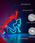 Lit Neon Sign for Wall Decor Dimmable LED Light USB Powered Neon Art for Pub Bar Store Man Cave Party with red and blue silicone LED