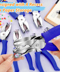 Six Piece Craft Hole Punch Set With One Quarter Inch Punches For Scrapbooking And Card Making Includes Round Square Floral Heart Star And Triangle Shapes Totally Handy Lightweight Tool With Soft Grip Handles.
