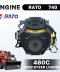 Compact Skid Steer Loader With Fork Attachments And Bucket Attachment And 23 HP Gas Engine Stand On Crawler engine view