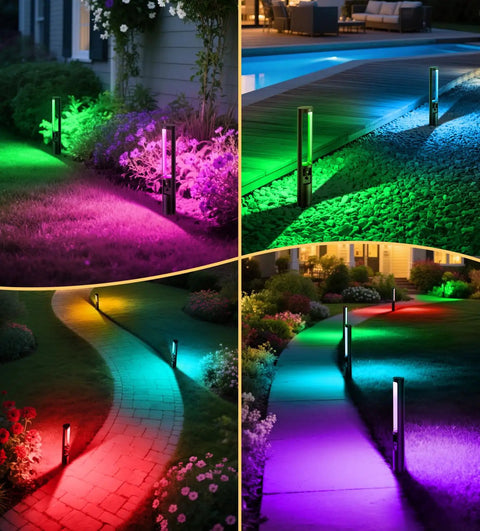 Garden with 5W RGB Low Voltage Path Lights For Outdoor Landscape Lighting 12 To 24 Volt With Color Changing Effects