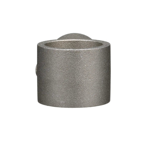 Heavy Duty Brushed Aluminum End Cross Brace Fitting locks down 1-1/2 inch legs, close-up view of connector with textured finish.