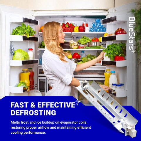 Upgraded Fridge Defrost Heater With Metal Shield for GE And Kenmore Replaces AP3183311 914088 AH303781 EA303781 in open fridge
