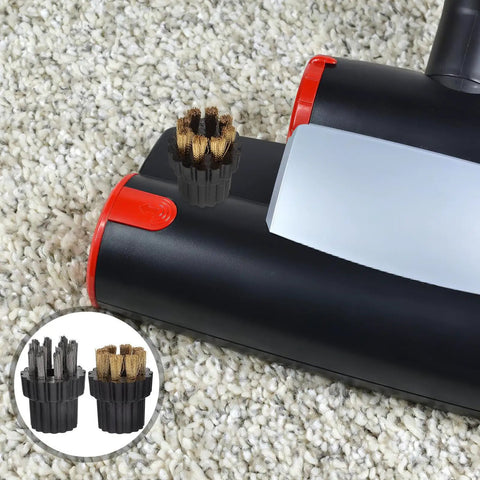 Ten Piece Steam Cleaner Brush Head Replacement Kit Featuring Heavy Duty Copper And Steel Bristles for removing dirt from carpets.