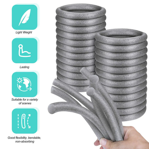 Stack of flexible grey Three Quarter Inch Foam Backer Rod For Gaps And Joints, Forty Feet Long, Caulk Saver, held in hand