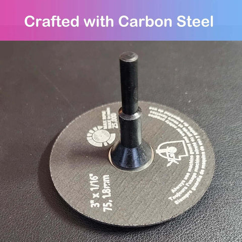 Crossarctic cut-off wheel mounting mandrel with 3/8 in and 1/4 in arbor holes and 1/4 in shaft stem for die grinder