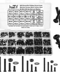 All In One 900 Piece Round Head Screws Kit M2 M2.5 M3 Bolts Nuts And Washers Phillips Drive Pan Head Machine Screws Carbon Steel